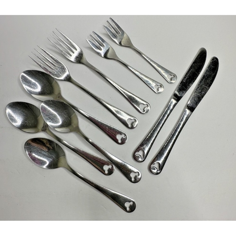 Disney Mickey Mouse Cut Out Stainless Flatware Salad Fork Spoon Dinner Fork Knif